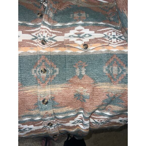 Mens Large Western Aztec button down 100%cotton - Picture 7 of 7